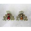Generic small mini metal peacock shaped jeweled antique style bronze hair claw clip Set A(Primary color: Pink)