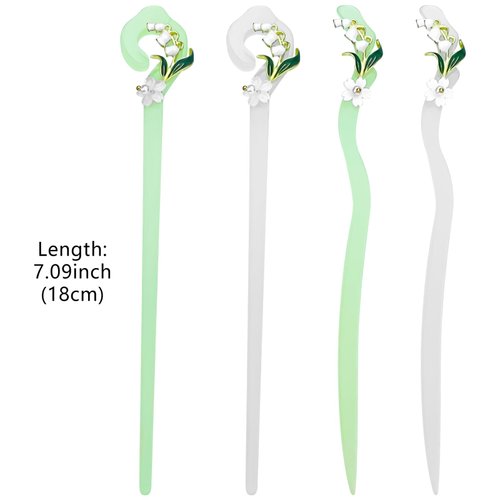 4 Pcs Japanese Chinese Hair Sticks Flower Hair Chopsticks Vintage Hanfu Pins Headdress Classic Hair Fork for Long Hair Women