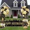 Retirement Party Decorations, Black Gold Happy Retirement Banner Sign Directional Retired Yard Sign Retirement Balloons for Happy Retirement Party Supplies