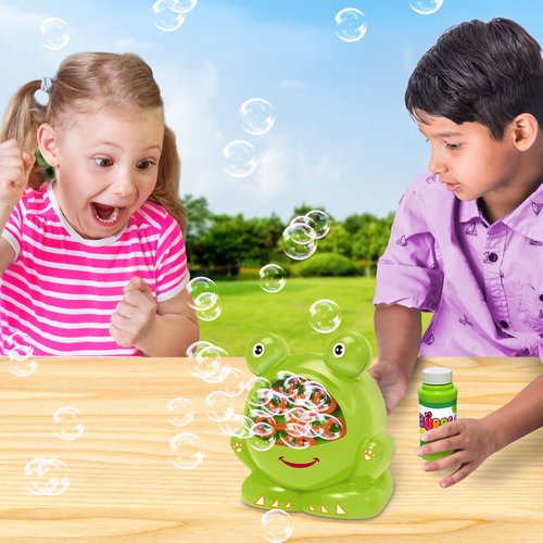 ArtCreativity Frog Bubble Machine for Kids (Pack of 2) Includes 2 Bubble Blowing Machine and 2 Bottles of Solution, Summer Outdoor Toys, Party Favor Activity - Best Gift for Boys, Girls, and Toddlers