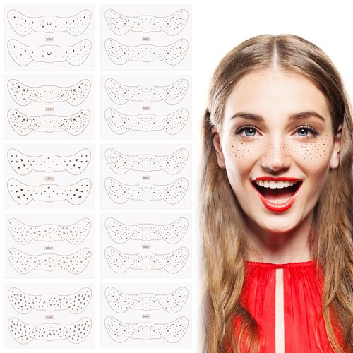Eersida 20 Pieces Temporary Freckle Tattoo Waterproof Freckles Natural Tattoo Stickers Fake Freck...