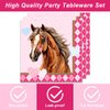 40PCS horse Birthday Party Supplies，Horse Party Tableware Set Including Horse Party Plates Napkins for Pink horse Party Plates and Napkins