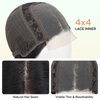 WIGNEE 4x4 Lace Human Hair Wig with Bangs Natural Wavy Human Hair Wigs For Black Women Midemun Length Wigs Human Hair for Daily Use（14 Inches）