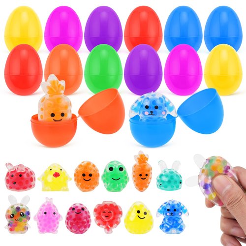 Mljsh 12 Pack Prefilled Easter Eggs with Squeeze Toys Inside, Easter Basket Stuffers Easter Egg Fillers, Classroom Gift Exchange and Party Favors
