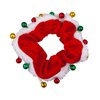 LUX ACCESSORIES Christmas Red and White Velvet Elastic Scrunchie with Jingle Bells