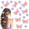 VENOFEN 18PCS Butterfly Hair Clips Purple Mini Flower Clips for Girls Glitter Hair Butterfly with Crystal Rhinestones Cute Tiny Flower Hair Barrattes Y2K Hair Accessories for Women and Girls
