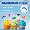 WERNNSAI 32 Pcs Ocean Cupcake Toppers - Ocean Theme Under the Sea Birthday Party Decorations for Boys Kids Ocean Animals Fish Cake Toppers Dolphin Cake Decor Picks Baby Shower Birthday Party Supplies
