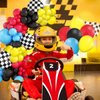 Race Car Balloons Arch Garland Kit, Red Yellow Blue Black Checkered Foil Balloon ，Racing Car Theme Birthday Party Decorations Cars Balloon Arch Kit 5 10 18 Inch