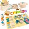 Masonbaby Wooden Play Cooking Set, 36pcs Kitchen Set for Toddlers, Play Food Sets for Kids Kitchen, Wood Play Kitchen Accessories with Fake Food,Pot & Pan,Utensils,Gifts for 3 4 5 Years Old Girls Boys