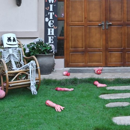 ZeHuoGe 5 PCS Halloween Bloody Body Parts Hands Foot Leg Set Haunted Houses Stage Props Magic Tricks April Fools Props US Delivery