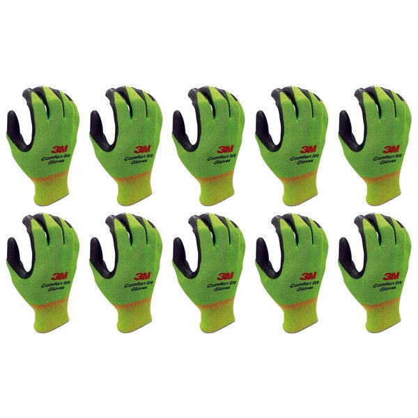 3M KOR Lightweight Nitrile Foam Coated Protective Gloves, Medium, Green, 10 Pairs
