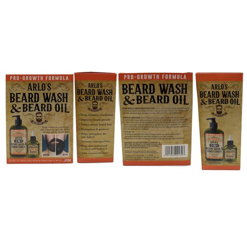 Arlo's 2-in-1 Pro-Growth Beard Wash and Conditioner 12 oz with Pro-Growth Beard Oil 2-PC Kit