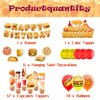 Fast Food Party Decorations French Fries Pizza Hamburger Fried Chicken Hot Dog Party Supplies Includes Birthday Banner Cake Cupcake Toppers Spirals Balloons for Fast Food Birthday Decorations