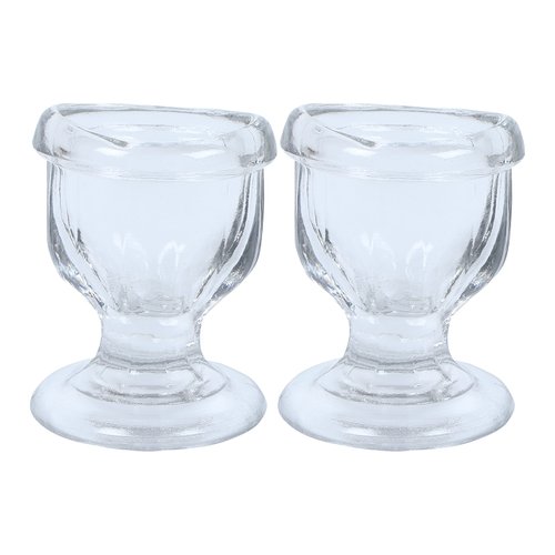 WHOLELIFEOBJECTS Glass Eye Wash Cup with Engineering Design to Fit Eyes for Effective Eye Cleansing - Eye Shaped Rim, Snug Fit Set of 2 (Transparent)