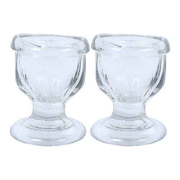 WHOLELIFEOBJECTS Glass Eye Wash Cup with Engineering Design to Fit Eyes for Effective Eye Cleansing - Eye Shaped Rim, Snug Fit Set of 2 (Transparent)