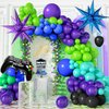 150Pcs Purple Blue Green Black Game Balloon Garland Kit for Video Game Theme Birthday Party Decorations, Video Game Party Supplies Gamer Decorations