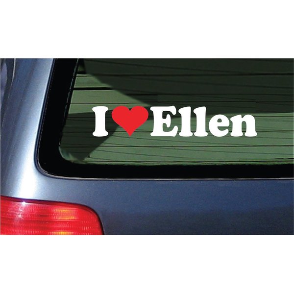 I Love Ellen Vinyl Decal - White with A Red Heart Car Window Sticker