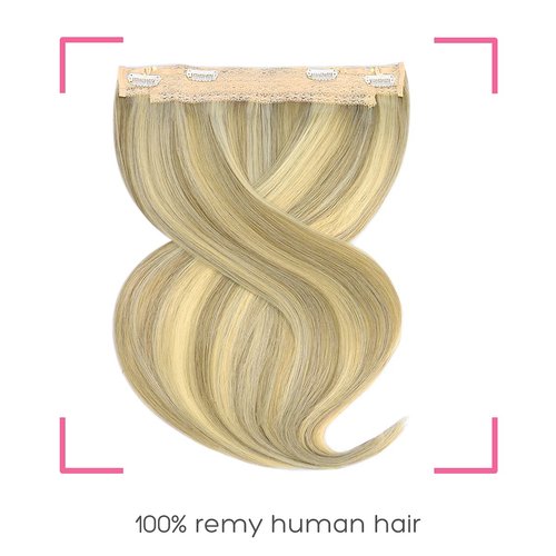 Marat Wire Hair Extensions 18 inch 95g Light Blonde Highlighted Golden Blonde Remy Human Hair Extensions with Fish Line Invisible Transparent Wire Hair Extensions Real Human Hair Hair Extensions