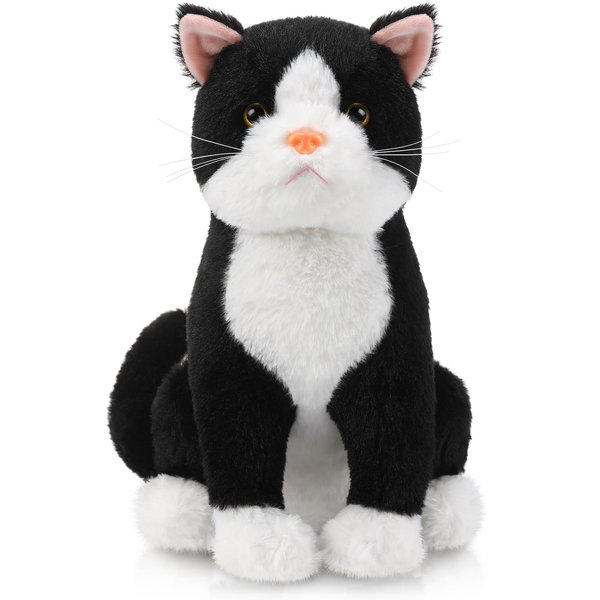Libima 13 Inch Tuxedo Cat Stuffed Animal Realistic Black and White Cat Plush Soft Stuffed Tuxedo Kitten Plushie for Valentine's Day Birthday Party Favors Gifts Bedroom Sofa Decor