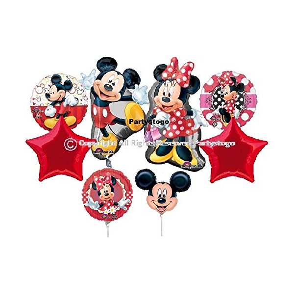 MICKEY AND MINNIE BIRTHDAY PARTY BALLOONS BOUQUET WITH MINI SHAPES DECORATIONS SUPPLIES MICKEY AND MINNIE PORTRAIT BALLOONS