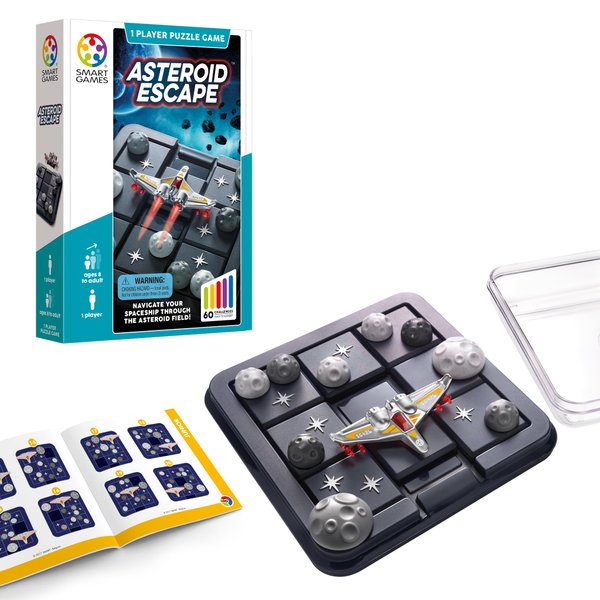 SmartGames Asteroid Escape Travel Sliding Puzzle Game Featuring 60 Challenges for Ages 8-Adult