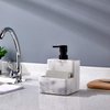 zccz Soap Dispenser with Sponge Holder, Marble Look Liquid Hand and Dish Soap Dispenser Pump Bottle and Sponge Holder 2 in 1 for Kitchen Sink Bathroom Counter Storage and Organization