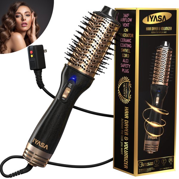 IYASA Oval Blow Dryer Brush, Hot Air Brush for Smooth, Frizz-Free Hair, One-Step Hair Dryer & Volumizer, Professional Salon Quality, Ionic Blow Dryer Styler for All Hair Types, Anti-Frizz