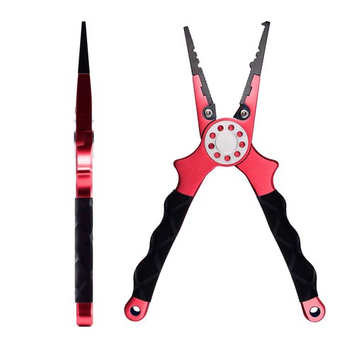 CRAZY SHARK Tackle Professional Aluminum Saltwater Fishing Pliers Tungsten Carbide Cutters (Red.T)