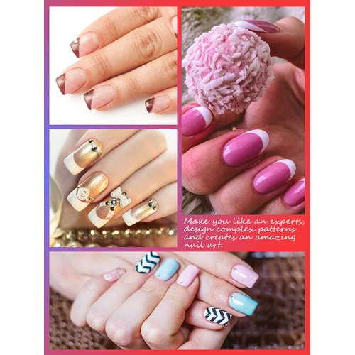 EBANKU 10 PCS French Nail Stamper Set, 6 Sheets French Tip Nail Guides, Rotatable Jelly Nail Stamper 2 PCS Silicone Replaceable Stamper Head, French Manicure Kit for Gel Polish DIY Decoration