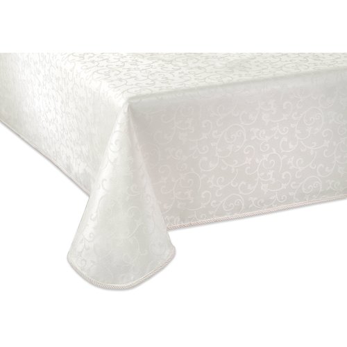 Lenox Opal Innocence White Rectangle Tablecloth-Machine Washable, Wrinkle-Resistant, Table Cover, 60 in x 102