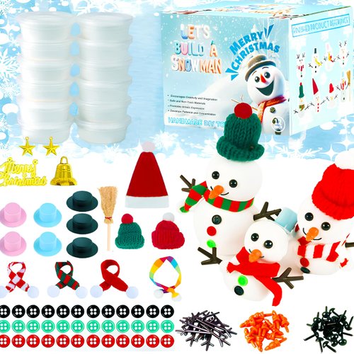 Orgrimmar 12 Pack Christmas Snowman Crafts for Kids Modeling Clay Snowman DIY Kit Christmas Decoration Air Dry Modeling Clay for Winter Party DIY Gift for Kid