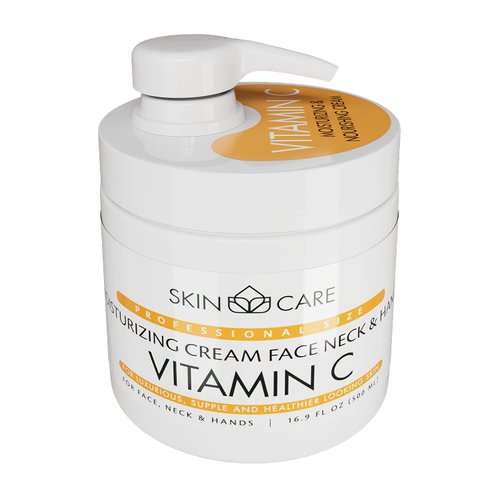 Skin Care Vitamin C 3-in-1 Moisturizer Face Cream, Neck and Hands - Treatment for Crepey Skin, Wrinkles and Sagging - Daily Lotion for All Skin Types - 16.9 fl. oz.