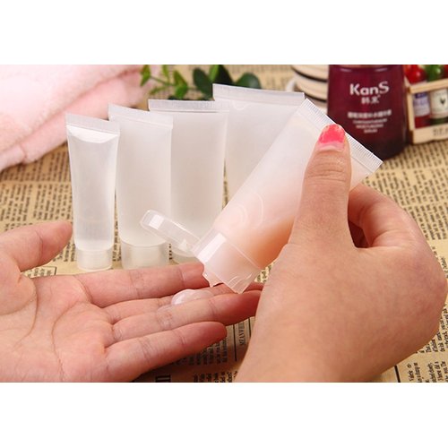 24Pcs 30ml 1oz Empty Translucent Plastic Flip Cap Shampoo Facial Cleanser Makeup Comestic Sample ...