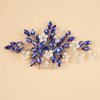 BERYUAN Wedding Pearls Crystal Rhinestone Hair Comb Pearls Crystal Flowers Bride Headpiece Crystal Pearls Wedding Hair Accessories Handmade Wedding Hairband for Wedding Women and Girls (blue)