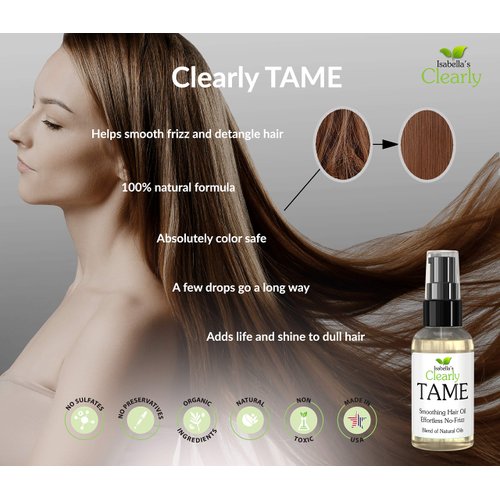 TAME Anti Frizz Smoothing Hair Styling Oil | Sulfate Free Leave In Hair Serum to Control Frizz, Add Shine for Curly, Frizzy, Dry Hair for Adults + Kids | Natural Hair Product Made in USA
