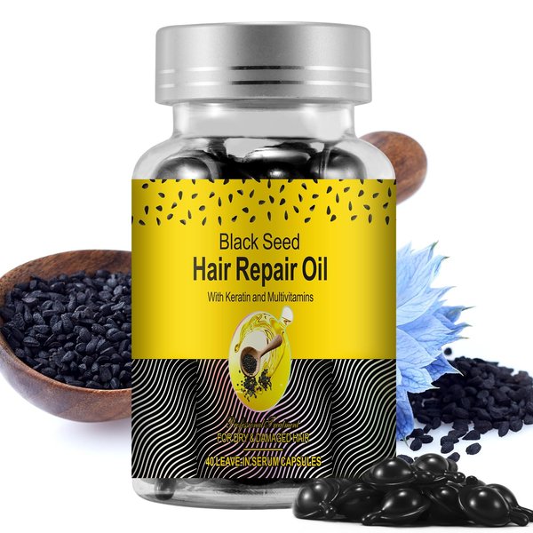 RTBYUE Black Seed Oil Capsules, 40 Softgels, Organic Turkish Black Cumin Nigella Sativa Seed Oil, Premium Cold Pressed Black Cumin Seed Oil, Hair Treatment Serum Oil Capsules (Black Seed Oil)