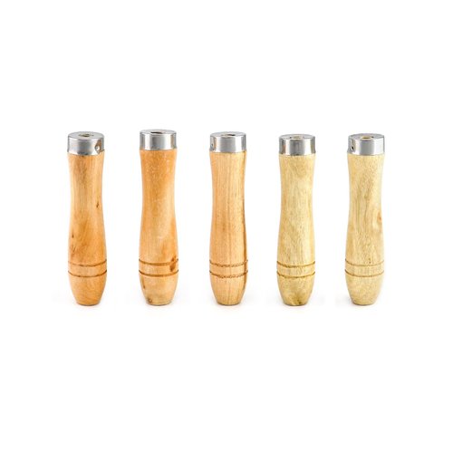 QWORK Wooden File Handle with Strong Metal Collars, 5 Pack Ergonomic Handle Easy Installation File Cutting Tool Craft for 4'' - 7'' Metal File, Wood File, Screwdriver, Hand Drill