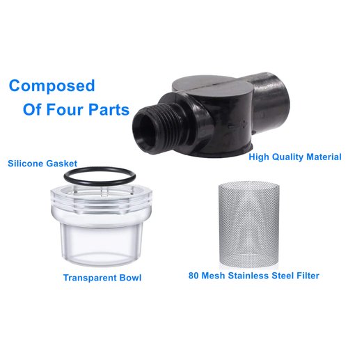 Twist-On Pipe Water Pump Strainer,RV Water Pump Filter Compatible With Shurflo Or Wfco,1/2" Npsm Inlet/Outlet With 80 Mesh Stainless Steel Filter Screen For RV Marine Replacement 2 Pack