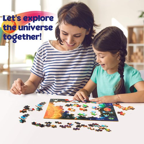 SYNARRY 100 Piece Puzzles for Kids, Space Puzzle for Kids Ages 4-8 Solar System Puzzle for Kids 3-5, 100 Pieces Puzzles for 3 4 5 6 7 8 Year Olds Boys Girls Childrens, Fun Planet Puzzle with Names