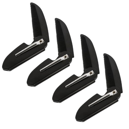 4pcs Folding Mustache Comb Set - Portable Beard Comb for Men with fine tooth comb men - Compact and Durable Plastic Pocket Comb for Grooming and Styling