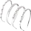 TecUnite 4 Pieces Rhinestones Wedding Headbands Crystal Flower Girl Leaves Crown Headband Tiara Women's Faux Pearl Rhinestones Headdress for Bride Bridesmaids Wedding Party (Style Set 1)