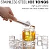 DUGATO Ice tongs, 2pcs Small Tongs 6.3 inch Stainless Steel with Sharp Teeth Make Grabbing Ice Easy, for Ice Bucket Ice Sugar Cubes Coffee Bar Food Serving