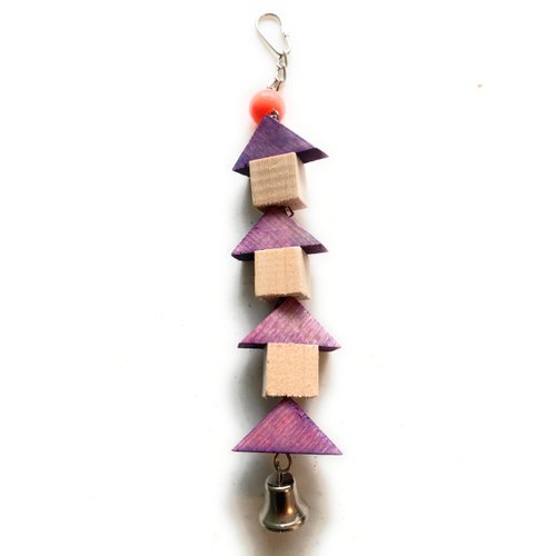 Mighty Bird Toys Small Bird Toy 12 x 2 Balsa Tree and Chain with a Bell
