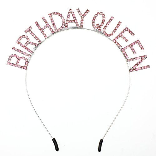 Vin Beauty Birthday Queen Headband Birthday Tiara, Happy Birthday Headband, Birthday Headbands for Women, Pink Birthday Headband for Girls Happy Birthday Accessories(Pink)