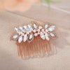 Foyte Crystal Wedding Hair Comb Pearl Bride Headpiece Rose Gold Rhinestone Hair Piece Bridal Side Hair Accessories for Women