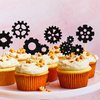 Ercadio 24 Pack Robot Gears Cupcake Toppers Black Cartoon Robot Gears Cupcake Toppers Picks Robot Gear Happy Birthday Cake Decor for Robot Theme Boys Birthday Baby Shower Party Supplies