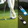 Fpxnb 2 Pack Metal Foldable Golf Divot Tool with Pop-up Button & Magnetic Ball Marker (Pack of 2, Fish Design)