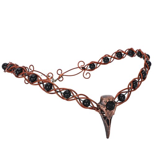 CoTeeZa Black Fairy Crow Crown Headpiece - Viking Crown Celtic Circlet Medieval Witch Headband Fantasy Headwear Women Renaissance Costume Tiara Renfaire Halloween Cosplay Accessories