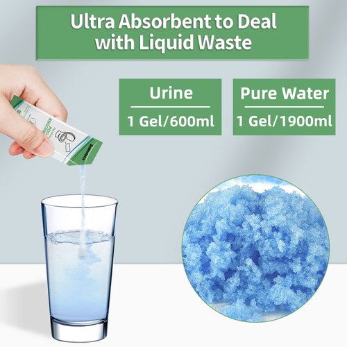 15 Pack Poo Absorbent for Portable Toilet, Camping Toilet Chemicals, Eco Degradable Absorbent Gel Liquid Waste Gelling and Deodorizing Absorbent Emergency Toilet Waste Treatment