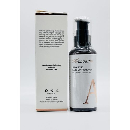 Eyelash Extensions Lips & Eye Makeup remover/Oil Free/Gentle/No Burn/Lash Extension Make-up Remover by Alluring Lashes 100ml